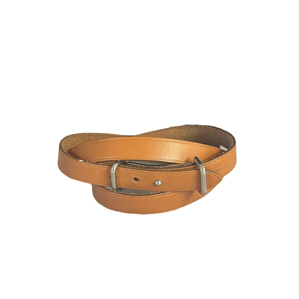 Hermès Idem Leather Wrap Bracelet Brown Silver With‎ COA